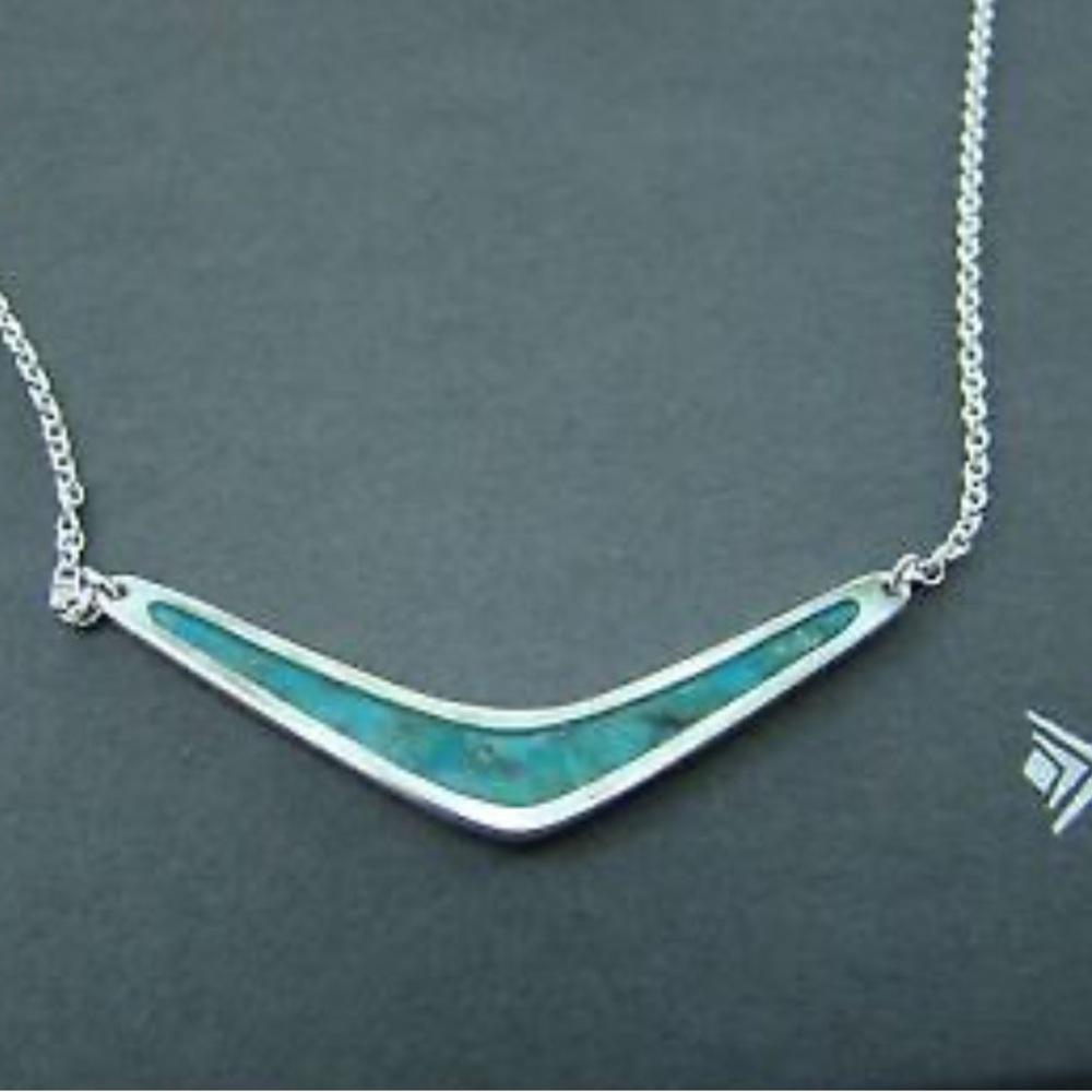 Silpada Sterling Silver & Turquoise Boomerang Necklace - Picture 14 of 14